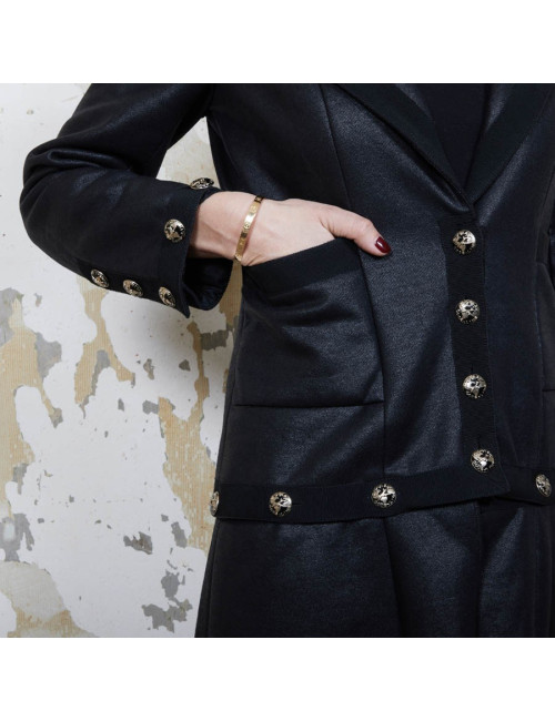 CHANEL dress jacket in black cotton and cashmere size 36FR