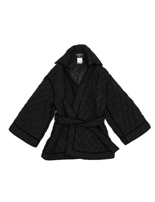 Caban T 38  CHANEL oversize matelassé laine bouillie  noire 