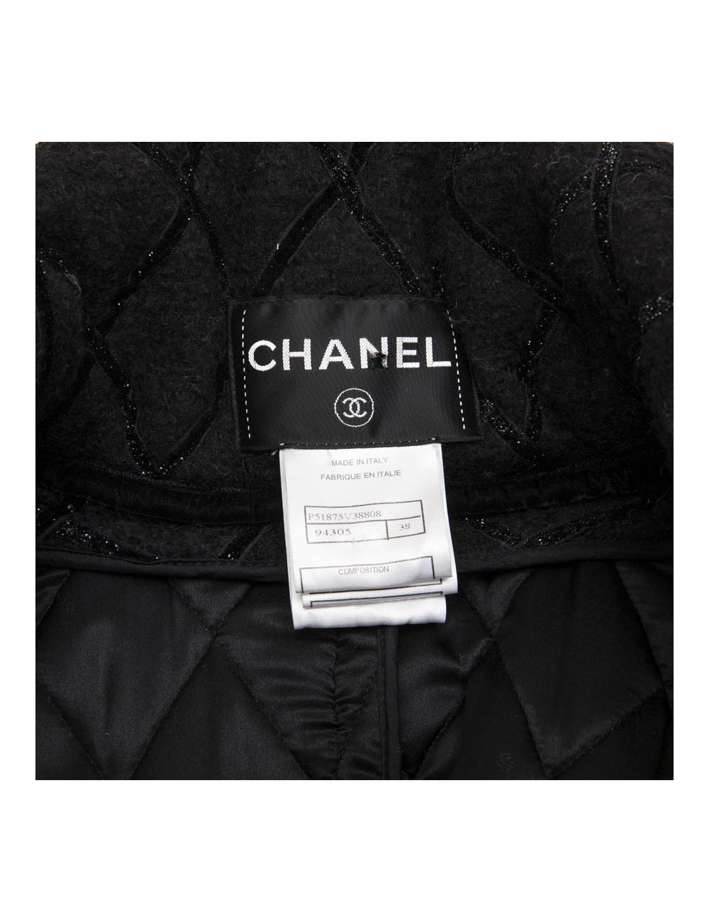Caban T 38  CHANEL oversize matelassé laine bouillie  noire 