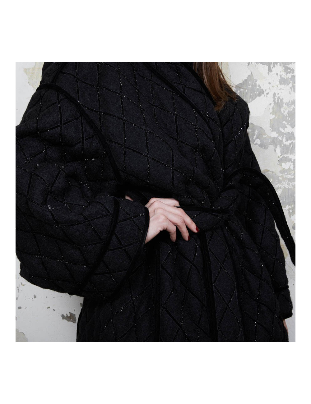Caban T 38  CHANEL oversize matelassé laine bouillie  noire 