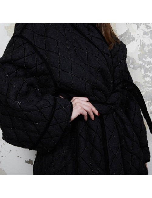 Caban T 38  CHANEL oversize matelassé laine bouillie  noire 