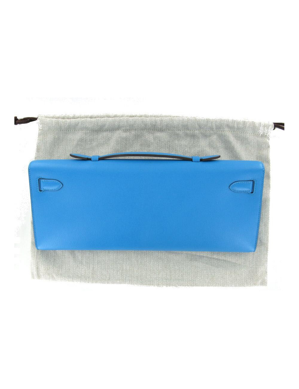 Pochette KELLY CUT  en chèvre calcutta bleu azteque