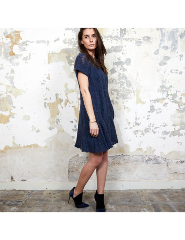 CHANEL blue alpaga knit dress size 36FR