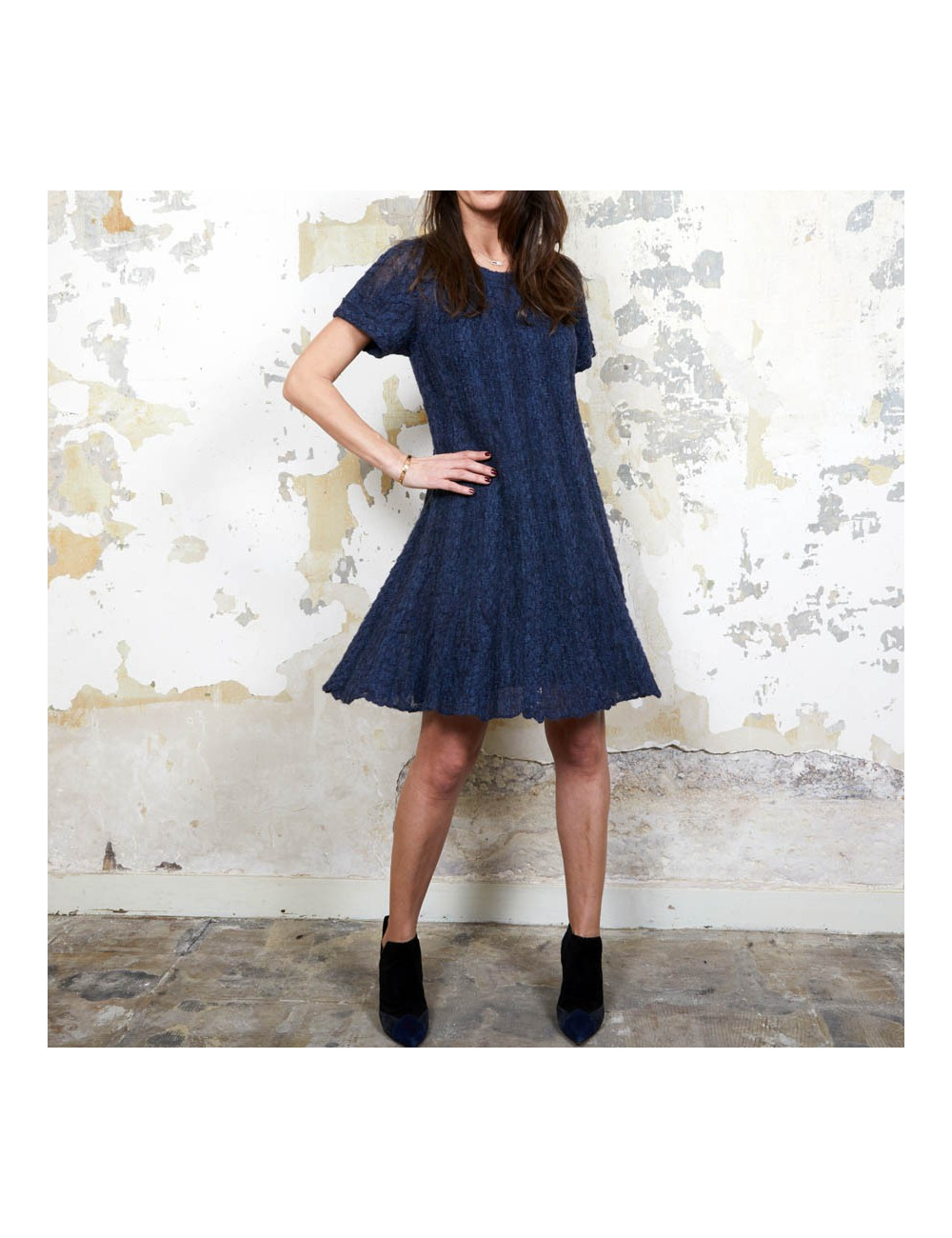 CHANEL blue alpaga knit dress size 36FR