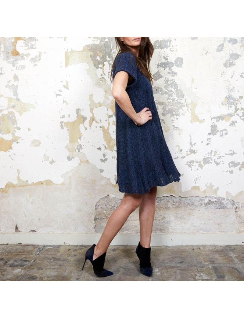 CHANEL blue alpaga knit dress size 36FR