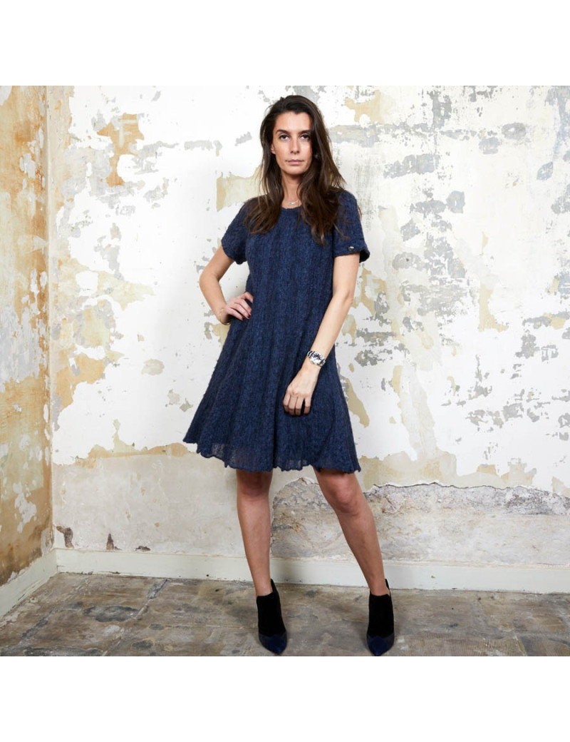 CHANEL blue alpaga knit dress size 36FR