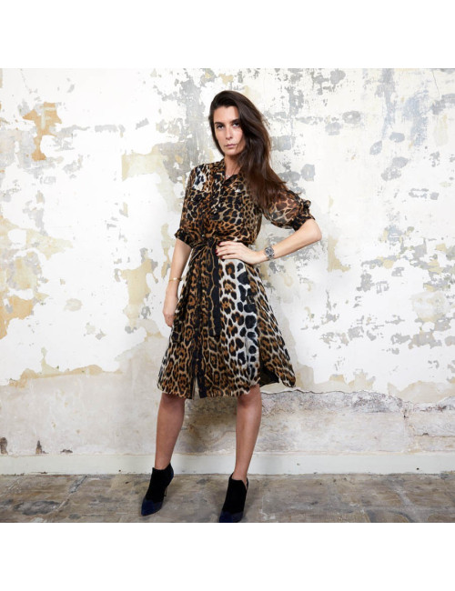Robe YSL SAINT LAURENT T36 oie léopard