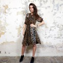 YSL SAINT LAURENT dress in leopard printed silk size 36FR