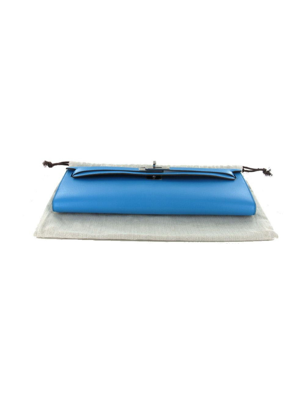 Pochette KELLY CUT  en chèvre calcutta bleu azteque