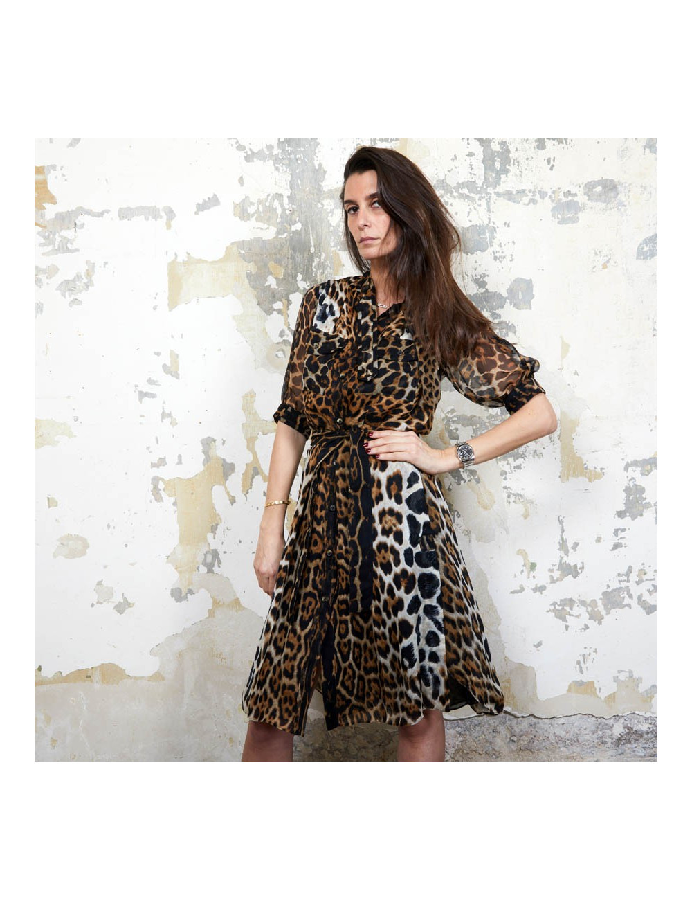 Robe YSL SAINT LAURENT T36 oie léopard