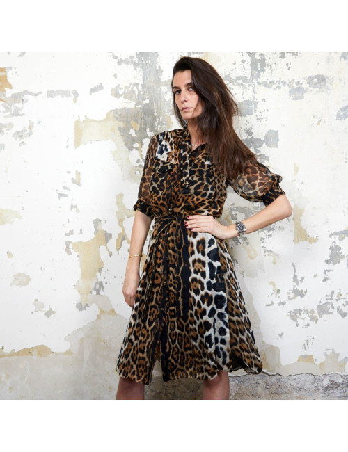 Robe YSL SAINT LAURENT T36 oie léopard