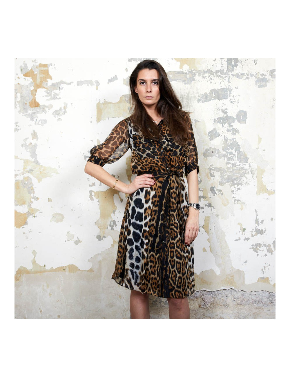 Robe YSL SAINT LAURENT T36 oie léopard