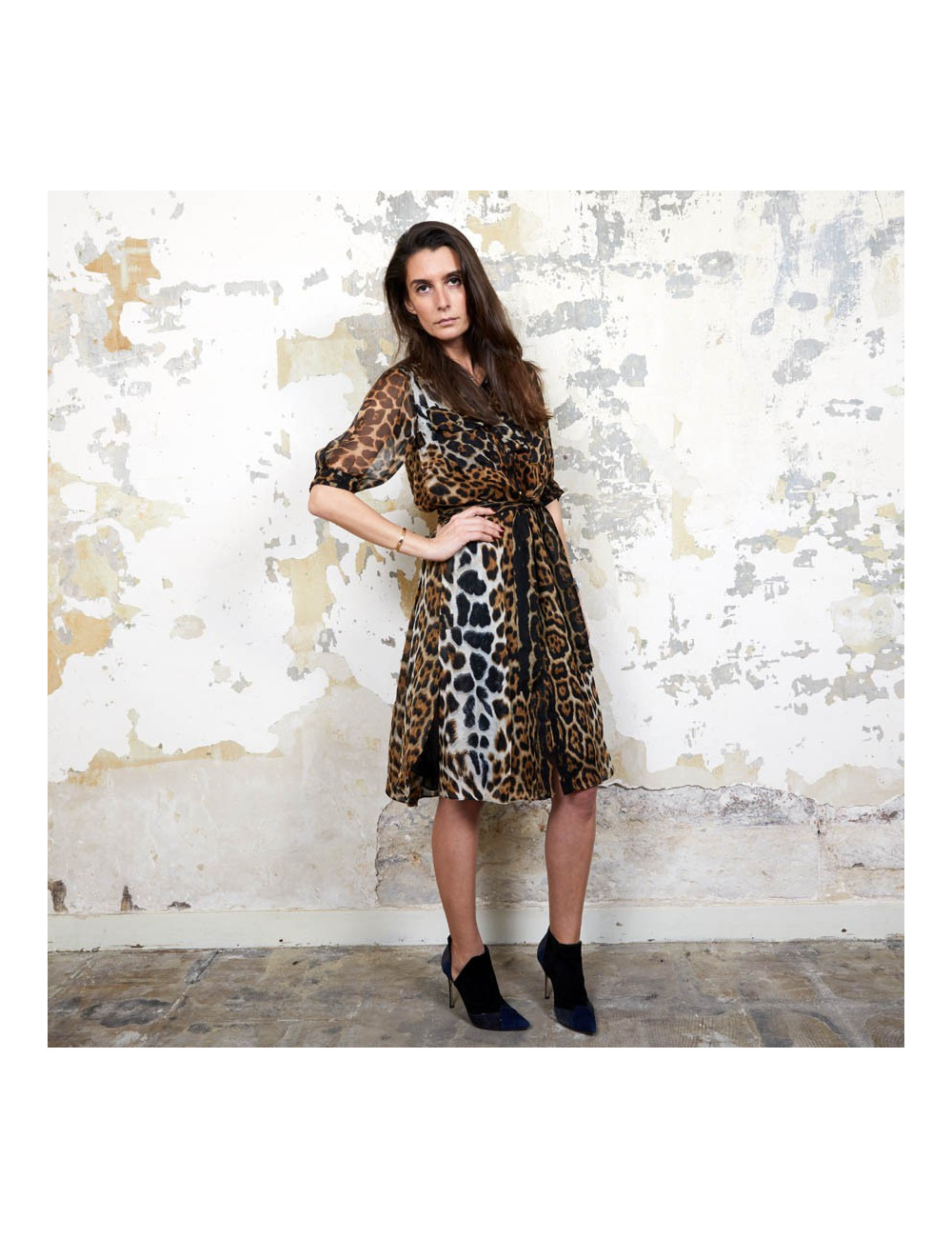 Robe YSL SAINT LAURENT T36 oie léopard