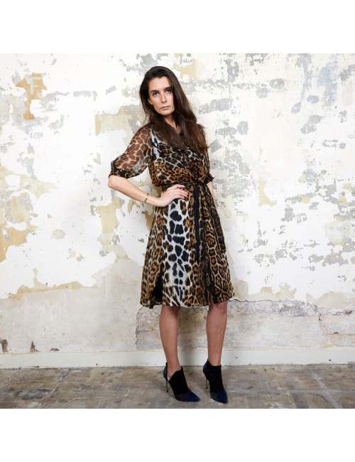 Robe YSL SAINT LAURENT T36 oie léopard