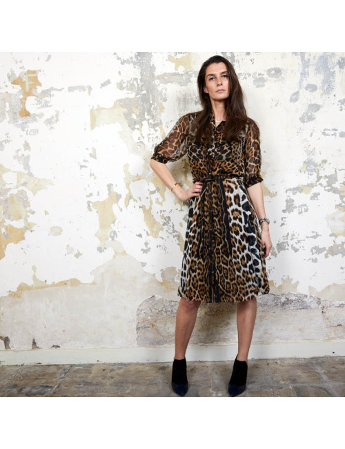 Robe YSL SAINT LAURENT T36 oie léopard