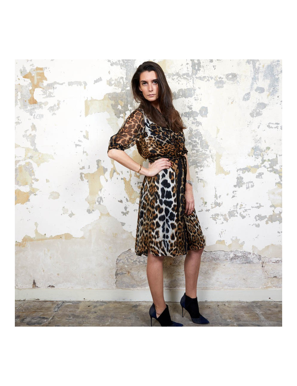 Robe YSL SAINT LAURENT T36 oie léopard