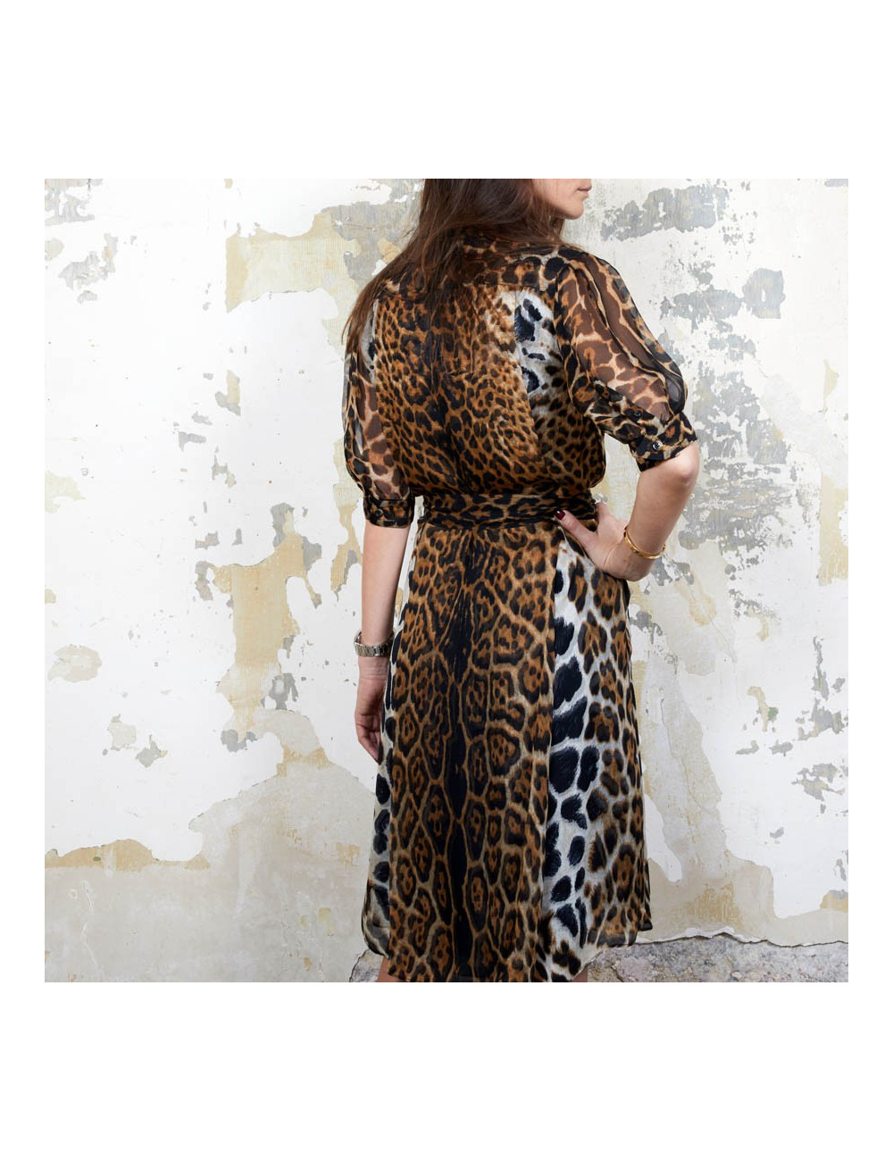 Robe YSL SAINT LAURENT T36 oie léopard