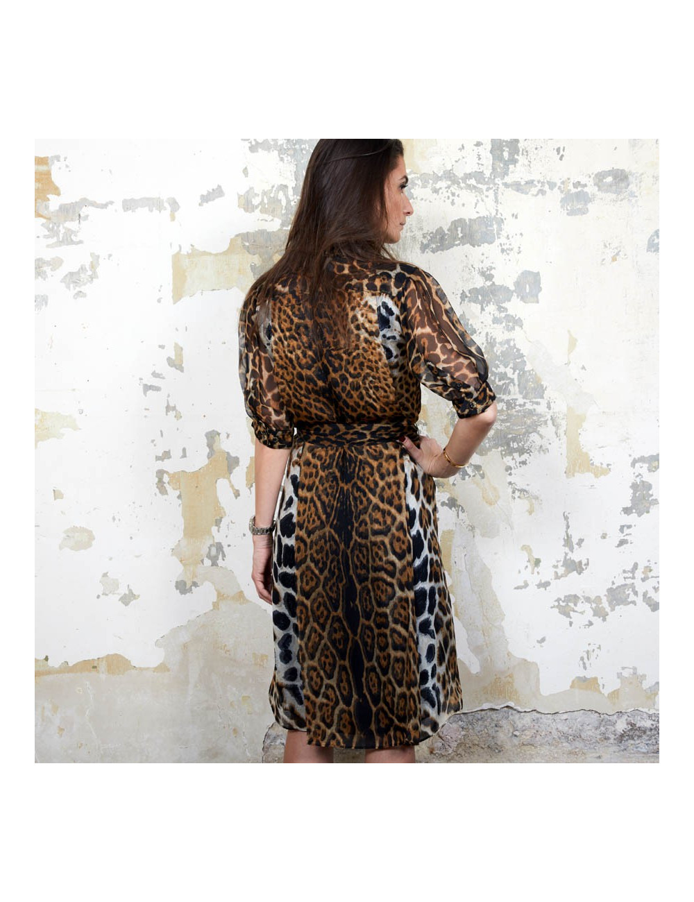 Robe YSL SAINT LAURENT T36 oie léopard