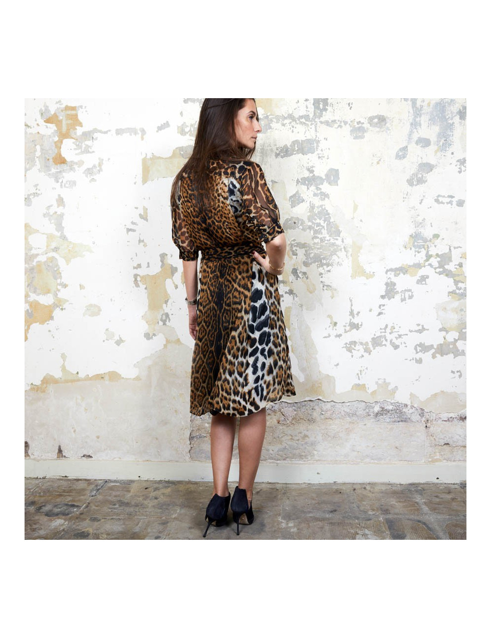Robe YSL SAINT LAURENT T36 oie léopard