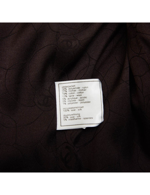 CHANEL T40 jacket in brown tweed and black shiny threads