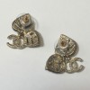 CHANEL leaves and CC stud earrings in matt gilded metal, rhinestones and pearls