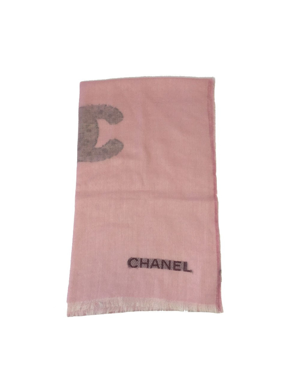 Châle CHANEL rose en cachemire et soie
