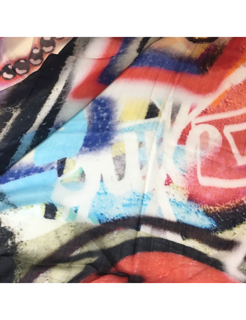 CHANEL graffiti shawl in multicolored cashmere