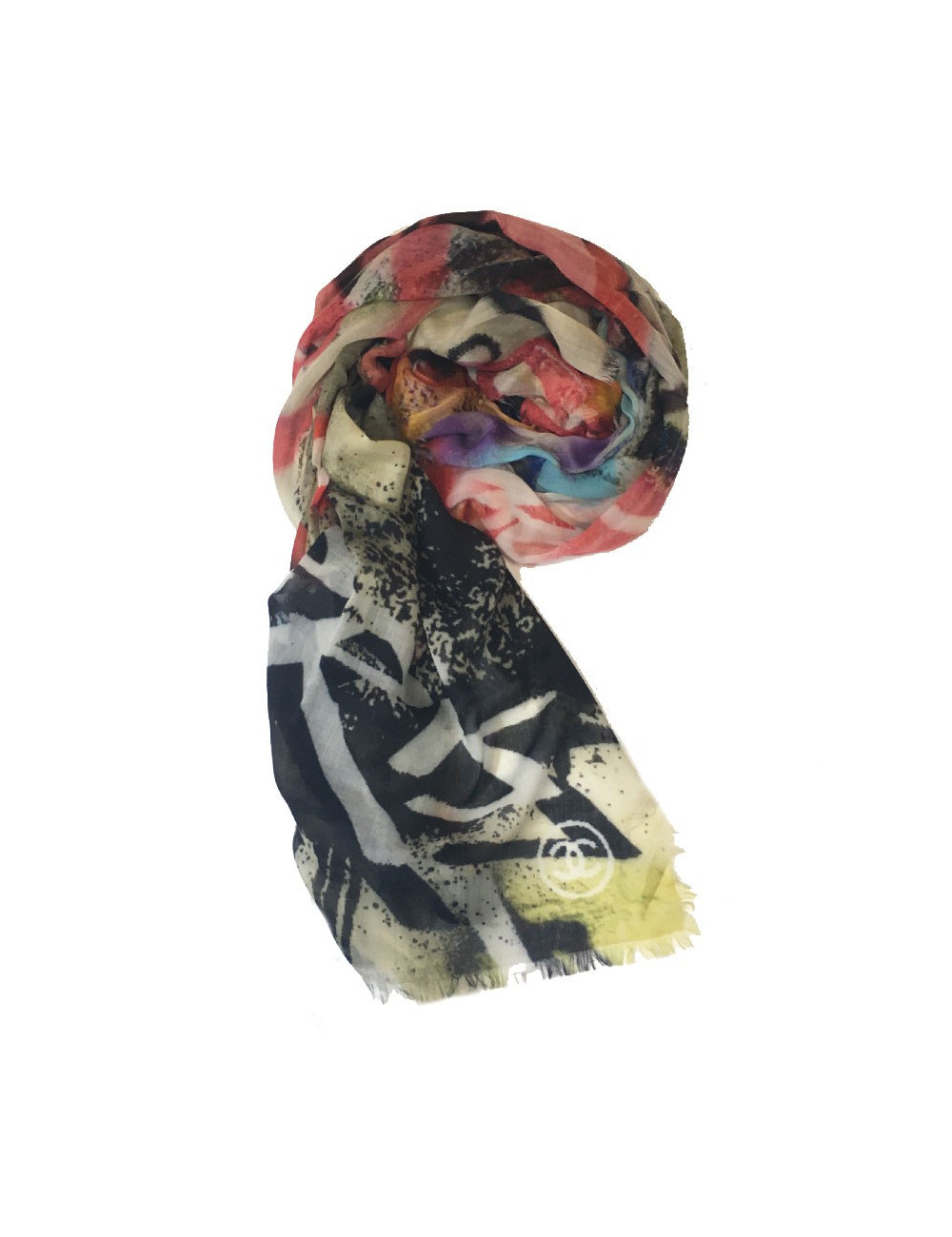 CHANEL graffiti shawl in multicolored cashmere