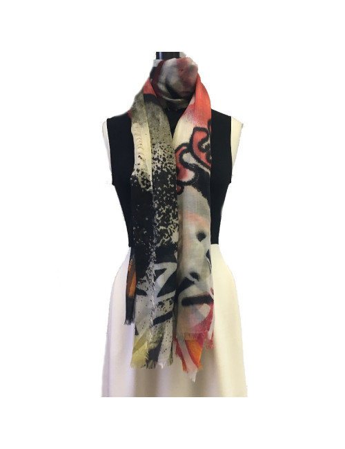 CHANEL graffiti shawl in multicolored cashmere