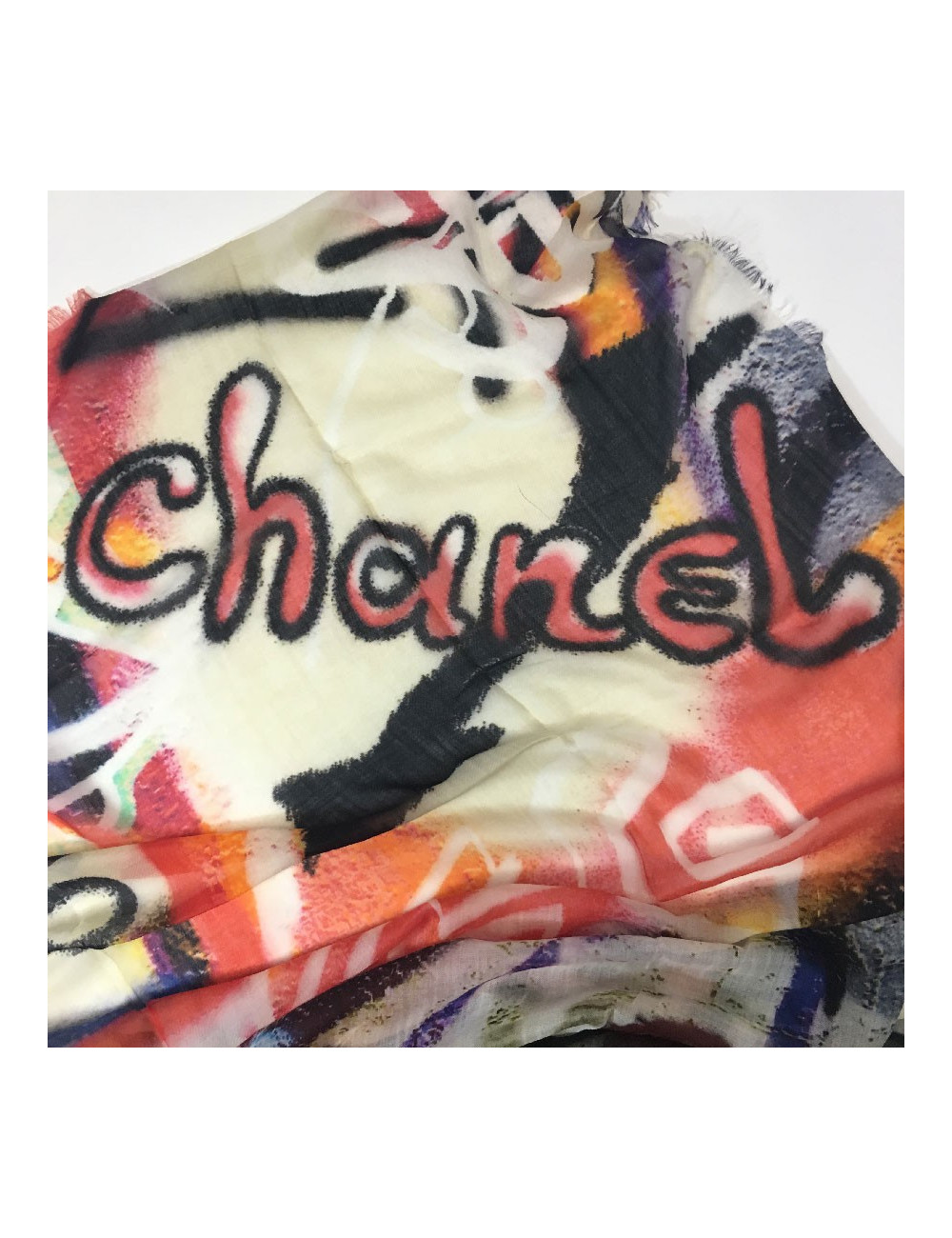 CHANEL graffiti shawl in multicolored cashmere