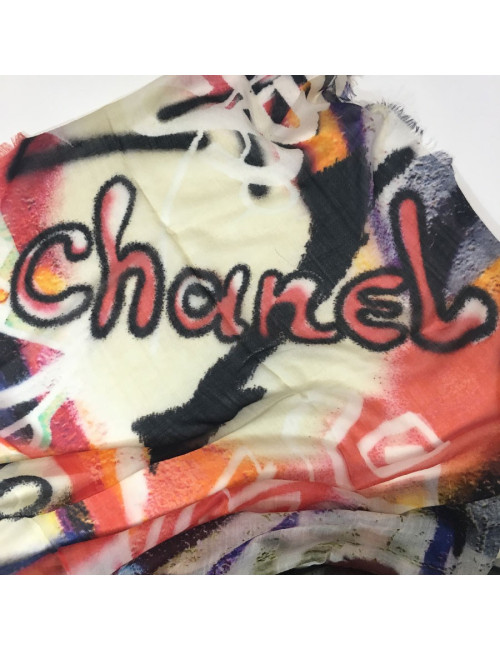 CHANEL graffiti shawl in multicolored cashmere