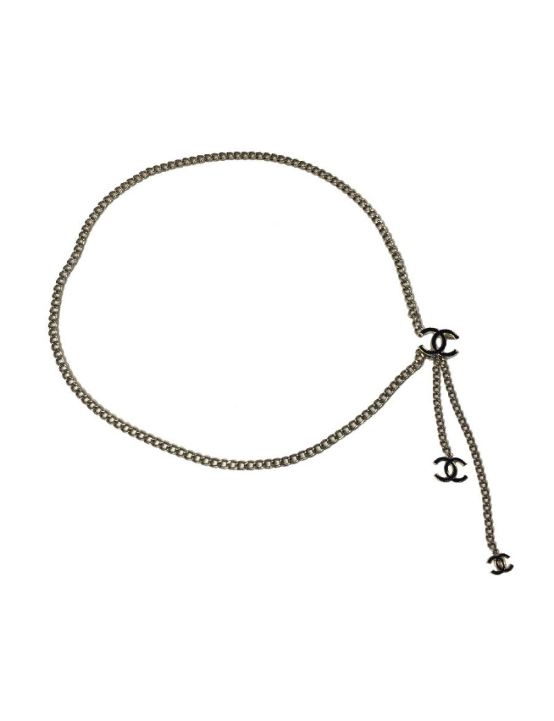 Ceinture CHANEL chaine dorée et CC noir