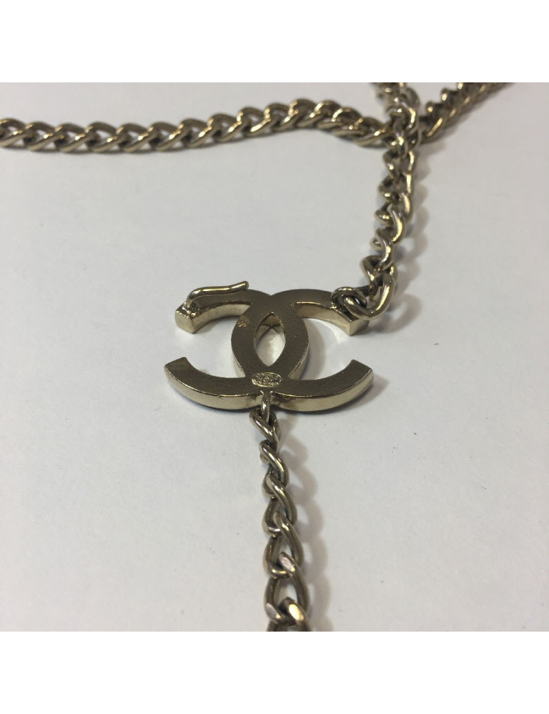 Ceinture CHANEL chaine dorée et CC noir
