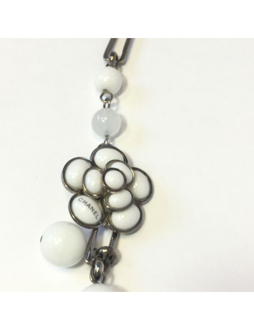 CHANEL necklace belt in white and transparent molten glass