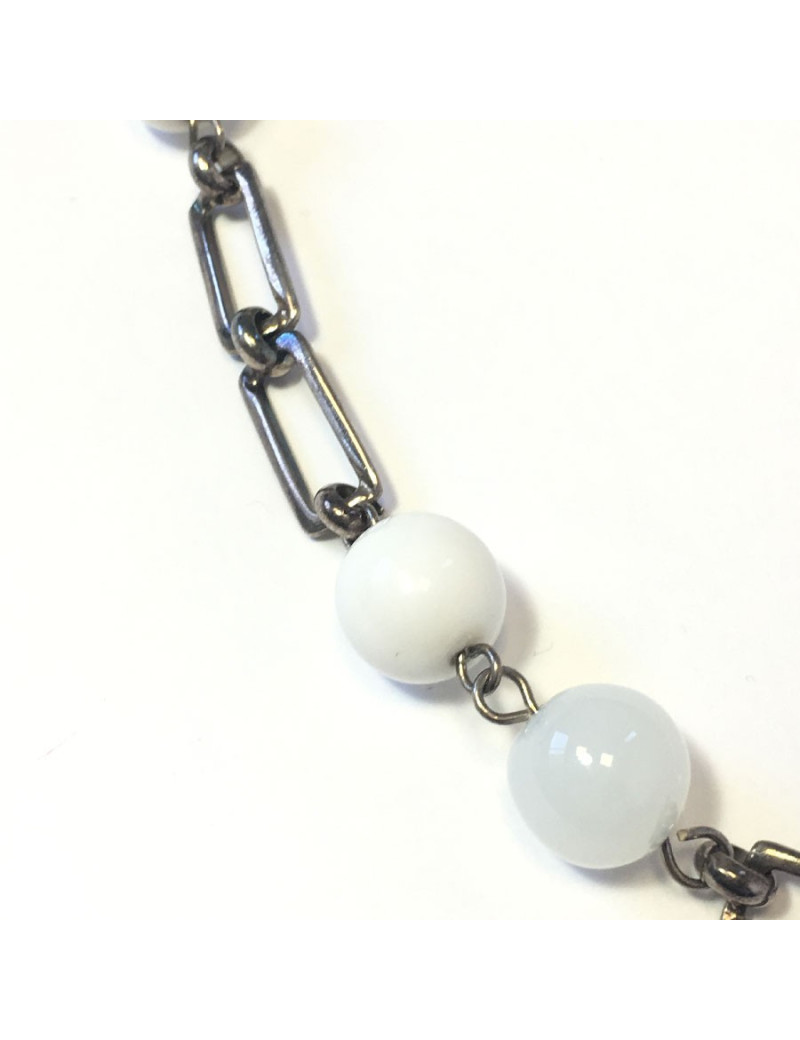 CHANEL necklace belt in white and transparent molten glass