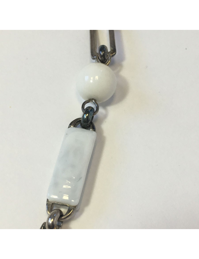 CHANEL necklace belt in white and transparent molten glass