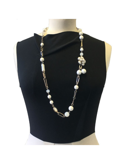 CHANEL necklace belt in white and transparent molten glass
