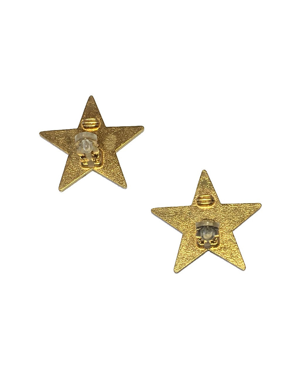 CHANEL star clip-on earrings in gilded metal and coral enamel
