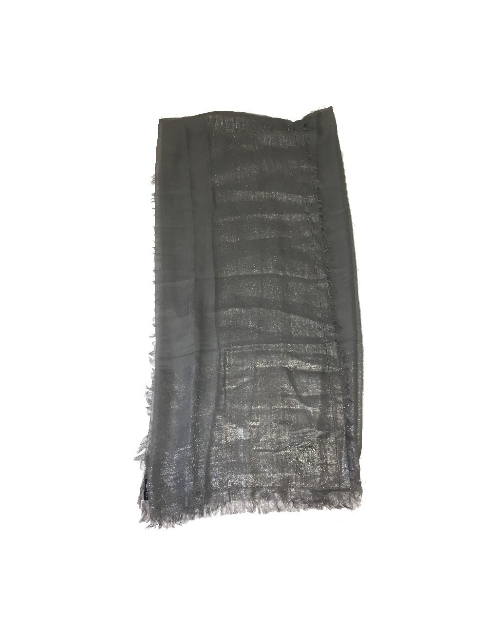 Châle CHANEL en modal et soie gris et fils argentés