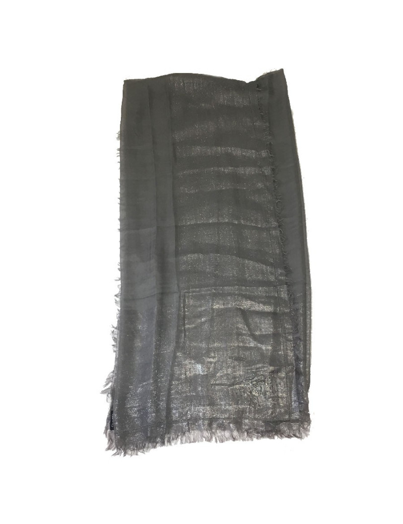 CHANEL shawl in grey modal, silk and cupro with silver threads