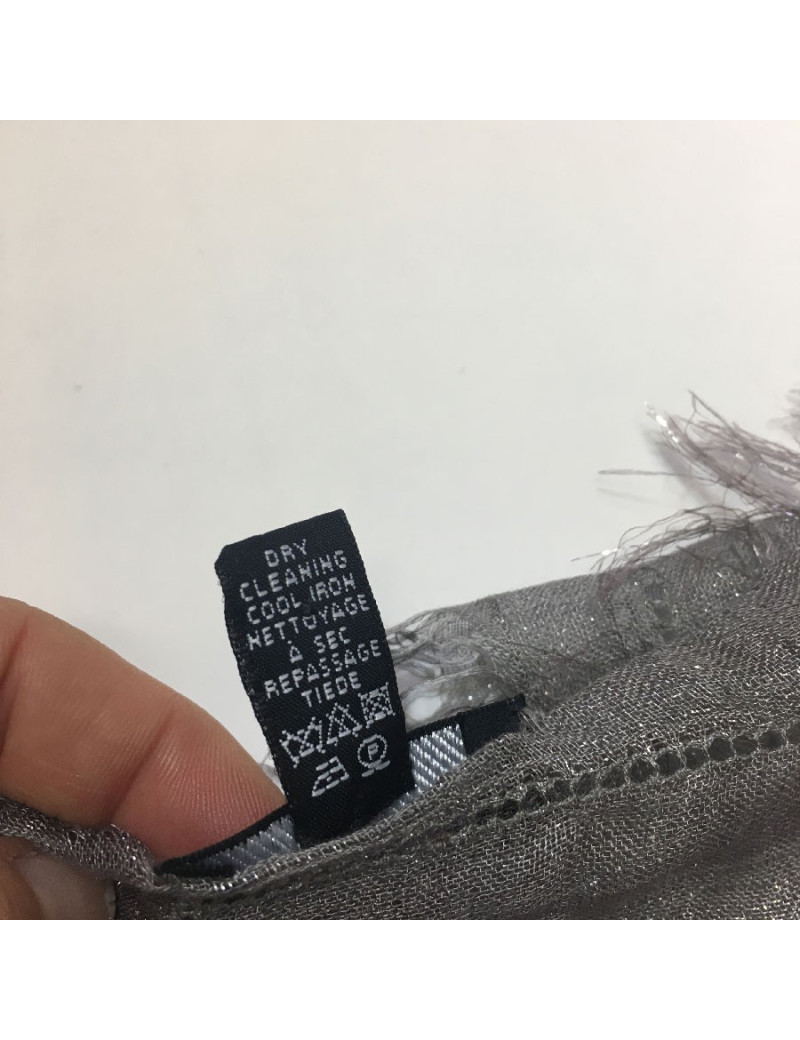 CHANEL shawl in grey modal, silk and cupro with silver threads