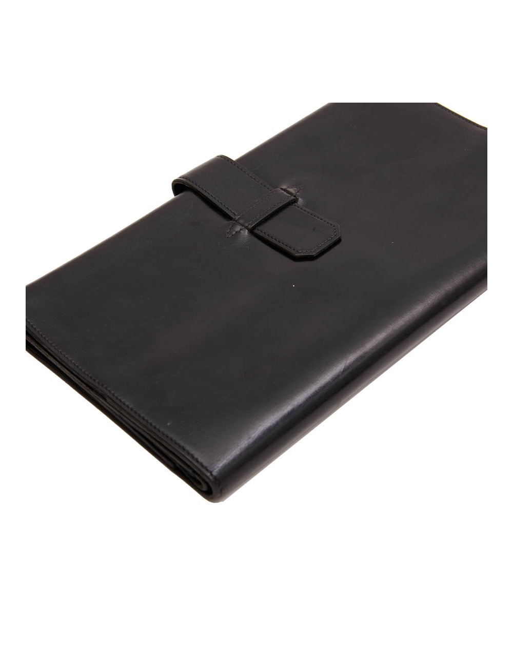 Pochette HERMES cuir lisse noir vintage