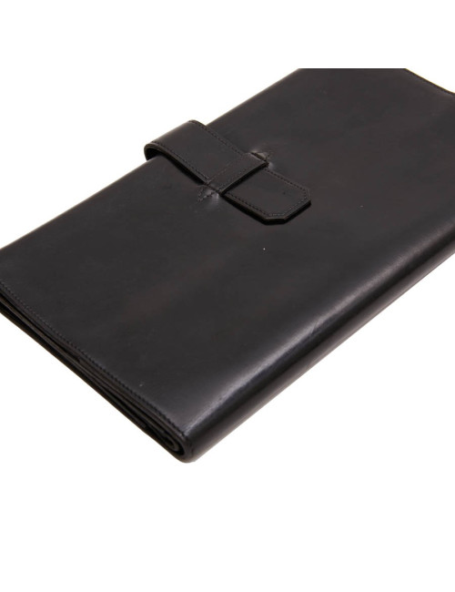 Pochette HERMES cuir lisse noir vintage