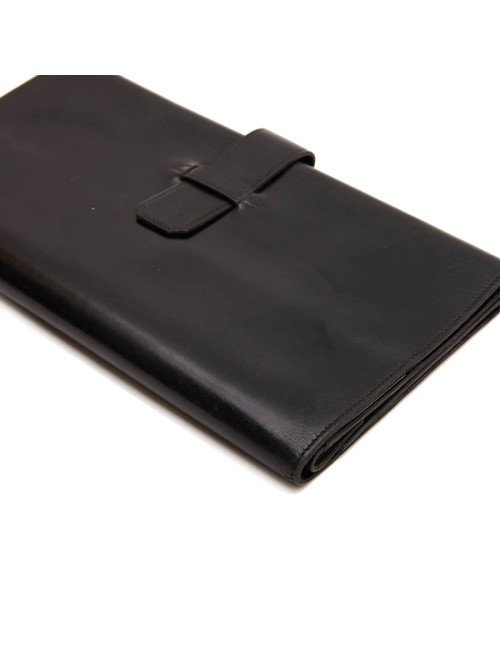 HERMES wallet-briefcase in black smooth box leather