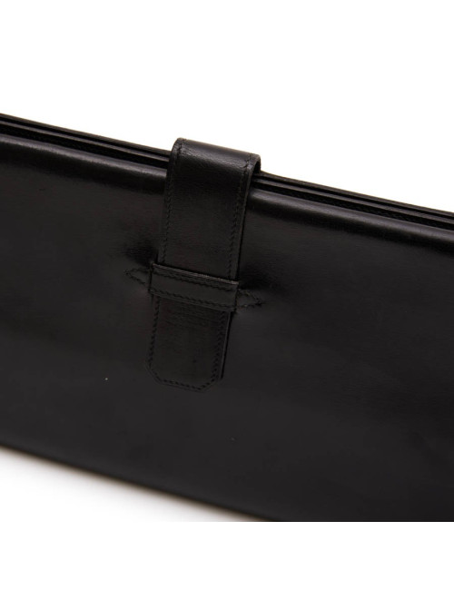 HERMES wallet-briefcase in black smooth box leather