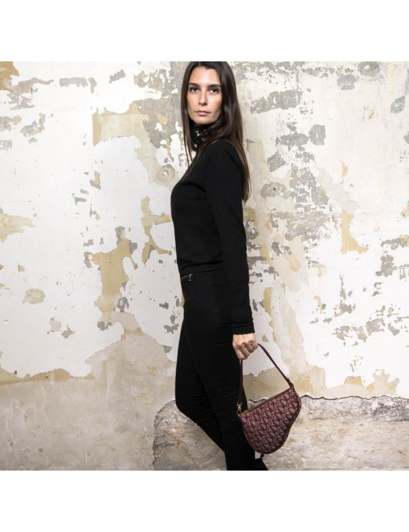Sac "selle" CHRISTIAN DIOR monogram bordeaux