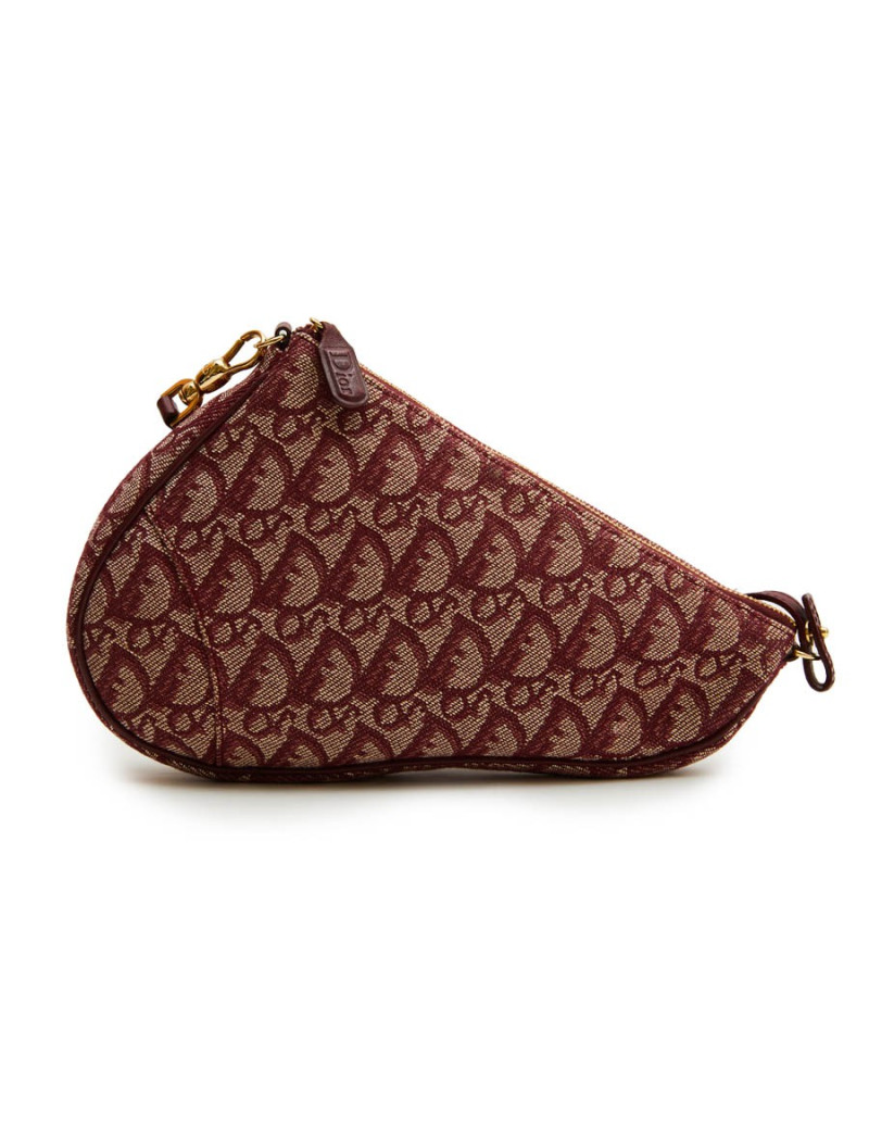 CHRISTIAN DIOR 'Saddle' Bag in bordeaux monogram canvas