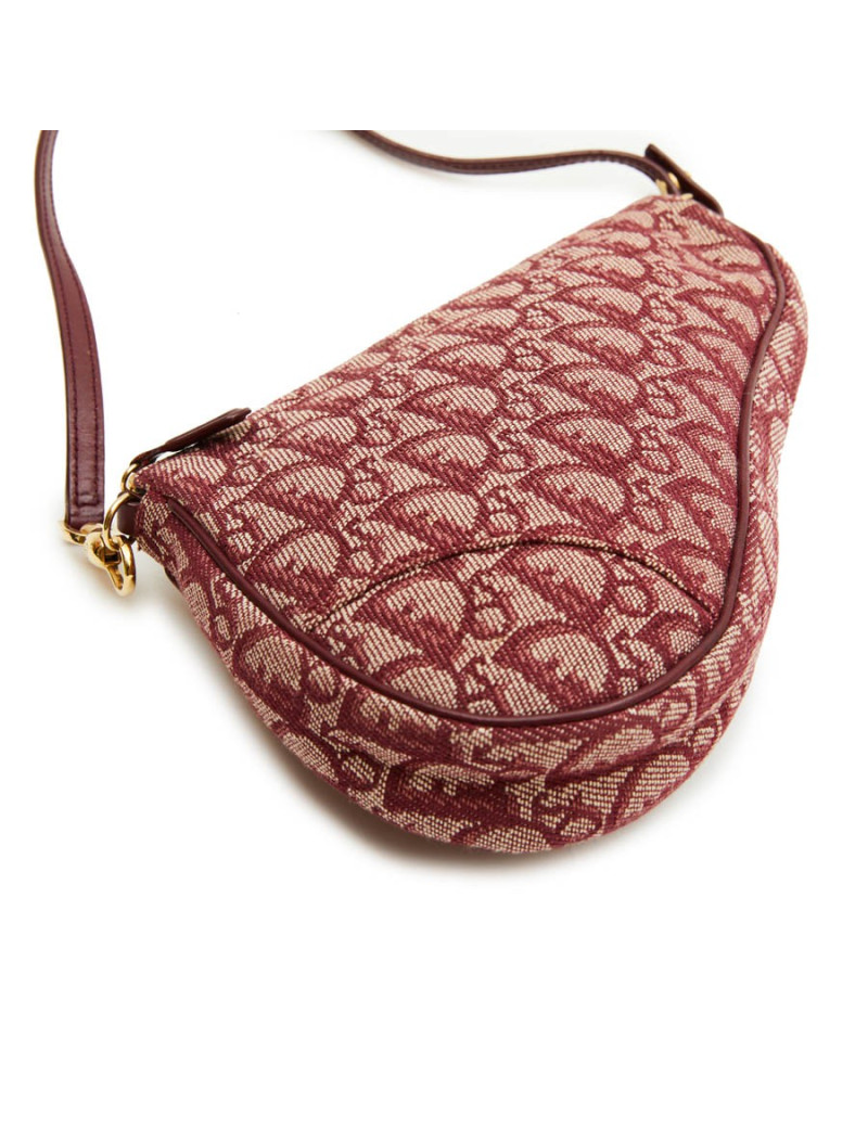 CHRISTIAN DIOR 'Saddle' Bag in bordeaux monogram canvas