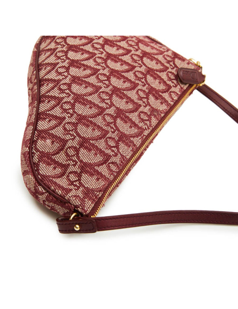 CHRISTIAN DIOR 'Saddle' Bag in bordeaux monogram canvas