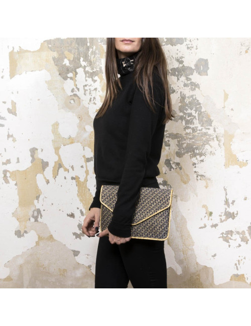 Pochette CHRISTIAN DIOR monogram doré et bleu marine